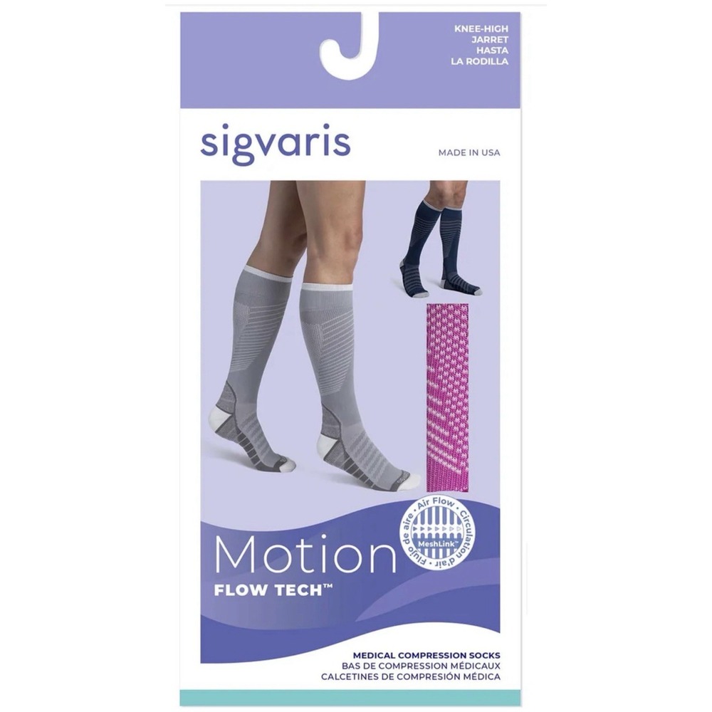 Sigvaris Motion Flow Tech Knee High Socks 20-30 mmHg 432CML ML Cool Gray